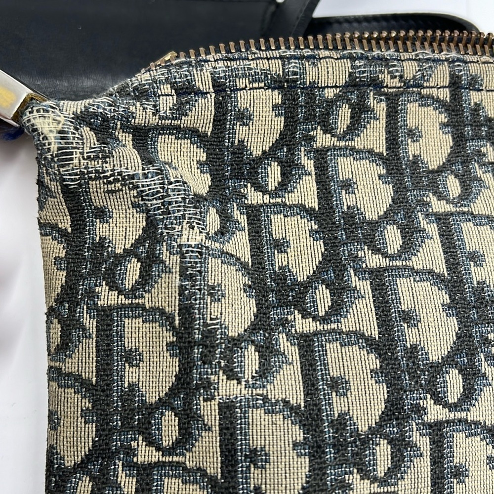 Vintage 1970’s Blue Beige Jacquard Zip Top Shoulder Crossbody Clutch Bag - Picture 16 of 16